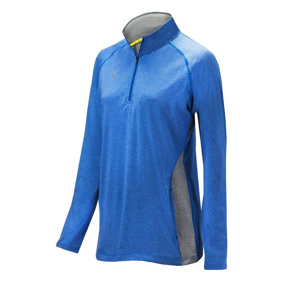 Damske Bundy Mizuno Fire 1/2 Zip Červené Kráľovská Modrá/Siva Vypredaj UCVI07125